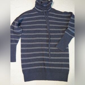 Prana Navy and White Striped Turtleneck Sweater Size S